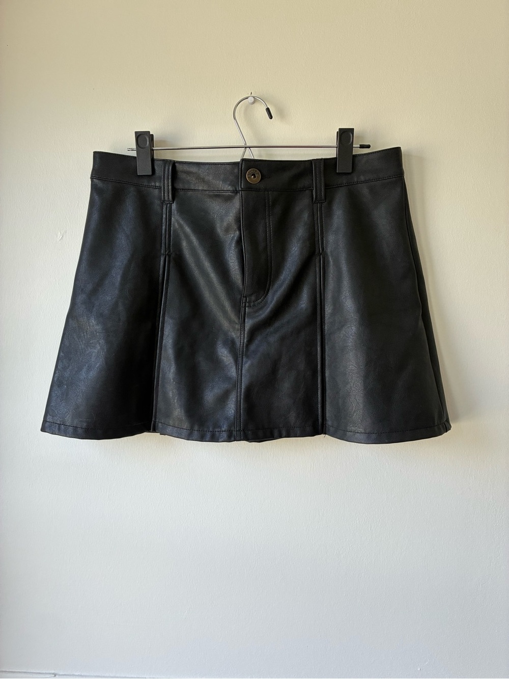 H&M Black Faux Leather Mini Skirt